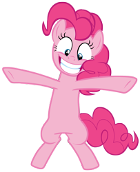 Size: 7000x8600 | Tagged: safe, artist:tardifice, derpibooru import, pinkie pie, earth pony, pony, absurd resolution, bipedal, female, grin, gritted teeth, looking down, simple background, smiling, solo, teeth, transparent background, vector