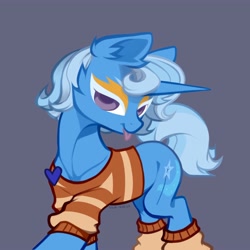 Size: 3500x3500 | Tagged: safe, artist:rrd-artist, derpibooru import, trixie, pony, unicorn, alternate hairstyle, clothes, leg warmers, lidded eyes, looking at you, raspberry, shirt, smiling, tongue out