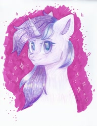 Size: 1588x2068 | Tagged: safe, artist:ske, derpibooru import, amethyst star, sparkler, pony, unicorn, bust, pencil drawing, portrait, solo, traditional art