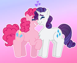 Size: 1280x1057 | Tagged: safe, artist:jenny-artz, derpibooru import, pinkie pie, rarity, pony, unicorn, female, heart, lesbian, raripie, shipping