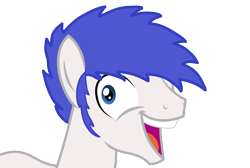 Size: 4410x2972 | Tagged: safe, artist:ragedox, derpibooru import, oc, oc:isaac pony, earth pony, pony, blue mane, derp, earth pony oc, i didn't listen, image macro, meme, old drawing, open mouth, retarded, simple background, smiling, transparent background, vector
