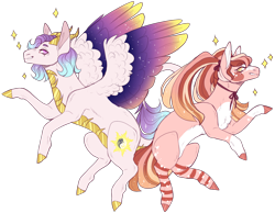 Size: 2606x2018 | Tagged: safe, artist:sleepy-nova, derpibooru import, oc, oc only, oc:shimmering scale, oc:sugar sweets, dracony, dragon, earth pony, hybrid, pony, clothes, colored wings, female, mare, multicolored wings, simple background, socks, striped socks, transparent background, wings