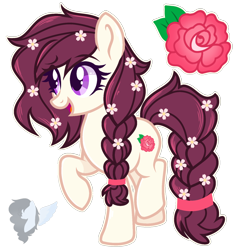 Size: 1440x1505 | Tagged: safe, artist:skyfallfrost, derpibooru import, oc, oc:snowfire rose, earth pony, pony, female, flower, flower in hair, mare, simple background, solo, transparent background