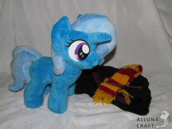 Size: 1024x768 | Tagged: safe, artist:allunacraft, derpibooru import, trixie, pony, clothes, harry potter, irl, photo, plushie, scarf, solo, wand