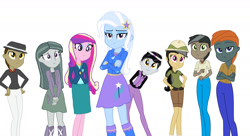 Size: 1280x696 | Tagged: safe, artist:diana173076, derpibooru import, daring do, discord, doctor caballeron, marble pie, princess cadance, trixie, equestria girls, rule 63