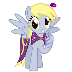 Size: 2500x2500 | Tagged: safe, artist:the smiling pony, derpibooru import, derpy hooves, pegasus, pony, .svg available, cape, clothes, dungeons and dragons, female, gem, ioun stone, looking at you, magic, mare, pen and paper rpg, rpg, simple background, smiling, solo, sorcerer, spread wings, svg, transparent background, vector, wings