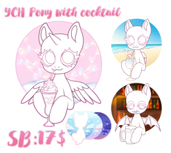 Size: 2496x2241 | Tagged: safe, artist:purring_cat, derpibooru import, bat pony, earth pony, pegasus, pony, unicorn, chibi, commission, cute, solo, ych sketch, your character here
