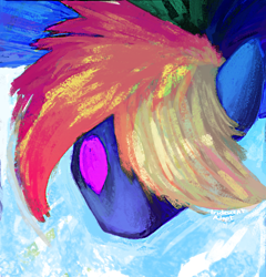 Size: 1000x1041 | Tagged: safe, artist:iridescentadopt, derpibooru import, rainbow dash, pegasus, pony, abstract, female, solo