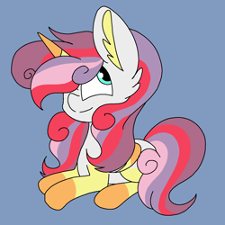 Size: 1378x1378 | Tagged: safe, artist:circuspaparazzi5678, derpibooru import, apple bloom, scootaloo, sweetie belle, alicorn, pony, applescoot belle, cutie mark crusaders, freckles, fusion, solo, sweetiloo bloom, the ultimate cutie mark crusader