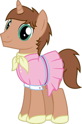 Size: 1516x2263 | Tagged: safe, artist:peternators, derpibooru import, oc, oc only, oc:heroic armour, pony, unicorn, camping outfit, clothes, crossdressing, dress, male, shoes, simple background, solo, stallion, transparent background