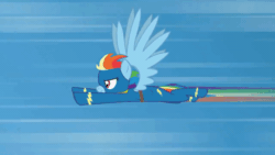 Size: 800x450 | Tagged: safe, artist:agrol, derpibooru import, rainbow dash, pegasus, amulet, animated, artificial wings, augmented, choose your wings, clothes, flying, gif, hoop, jewelry, magic, magic wings, mistakes were made, rainbow trail, solo, speed lines, stuck, uniform, wings, wonderbolts uniform