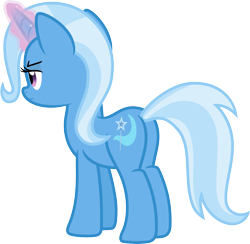 Size: 3077x3000 | Tagged: safe, artist:jeatz-axl, derpibooru import, trixie, pony, unicorn, butt, female, glowing horn, horn, magic, magic aura, mare, plot, rear view, simple background, solo, telekinesis, transparent background, unamused, vector