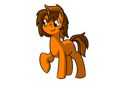 Size: 1998x1446 | Tagged: safe, artist:compoundlift, oc, oc only, oc:orange burst, pony, unicorn, female, fourcannon, horn, mare, raised hoof, raised leg, simple background, solo, white background