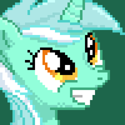Size: 400x400 | Tagged: dead source, safe, artist:lightspeeed, derpibooru import, part of a set, lyra heartstrings, pony, unicorn, bust, green background, grin, happy, pixel art, portrait, simple background, smiling, solo