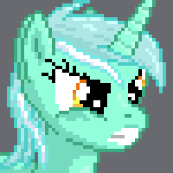 Size: 400x400 | Tagged: dead source, safe, artist:lightspeeed, derpibooru import, part of a set, lyra heartstrings, pony, unicorn, angry, bust, gray background, gritted teeth, pixel art, portrait, simple background, solo