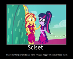 Size: 1075x860 | Tagged: safe, artist:thejboy88, derpibooru import, edit, edited screencap, screencap, sci-twi, sunset shimmer, twilight sparkle, better together, equestria girls, spring breakdown, female, lesbian, motivational poster, scitwishimmer, shipping, sunsetsparkle