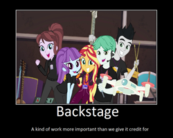 Size: 1075x860 | Tagged: safe, artist:thejboy88, derpibooru import, edit, edited screencap, screencap, sunset shimmer, better together, equestria girls, how to backstage, motivational poster, unnamed human