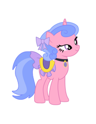 Size: 1724x2232 | Tagged: safe, artist:three uncle, derpibooru import, royal ribbon, pony, unicorn, sweet and elite, background pony, bow, cute, female, hair bow, jewelry, mare, saddle, simple background, solo, tack, transparent background