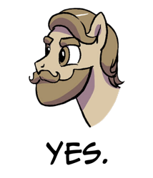 Size: 428x500 | Tagged: safe, derpibooru import, pony, beard, bust, comic, facial hair, looking to side, looking to the left, male, meme, ponified, ponified meme, simple background, stallion, text, transparent background, yes