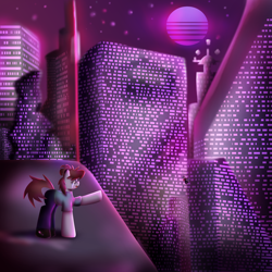 Size: 3000x3000 | Tagged: safe, alternate version, artist:menalia, derpibooru import, oc, oc only, oc:velly, earth pony, aesthetics, city, clothes, crying, female, mare, pants, sad, shirt, shoes, stars, suicide, sun, t-shirt