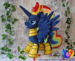 Size: 2842x2304 | Tagged: safe, artist:1stastrastudio, derpibooru import, oc, oc:rainbow horizon, alicorn, pony, fangs, glasses, irl, male, photo, plushie, solo, stallion