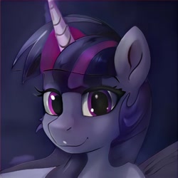 Size: 1024x1024 | Tagged: safe, artist:thisponydoesnotexist, derpibooru import, pony, glowing horn, horn, looking at you, neural network, not twilight sparkle