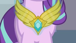 Size: 1280x720 | Tagged: safe, artist:agrol, derpibooru import, starlight glimmer, unicorn, amulet, amulet of wings, choose your wings, close-up, jewelry, magic, solo