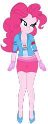 Size: 1168x3015 | Tagged: safe, artist:gmaplay, derpibooru import, pinkie pie, equestria girls, energy drink, formula 1, high heels, racing suit, red bull, shoes, solo