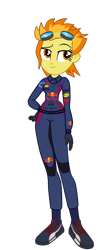 Size: 1061x2612 | Tagged: safe, artist:gmaplay, derpibooru import, spitfire, equestria girls, driver, energy drink, equestria girls-ified, formula 1, racing, racing suit, red bull, solo