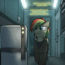 Size: 800x800 | Tagged: safe, artist:captainhoers, derpibooru import, oc, oc only, oc:rainbow code, pegasus, the sunjackers, cyberpunk, male, stallion