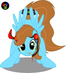 Size: 2448x2713 | Tagged: safe, artist:kyoshyu, derpibooru import, oc, oc:fallen, pegasus, pony, controller, female, high res, joystick, mare, simple background, solo, transparent background, vector, wing hands, wings