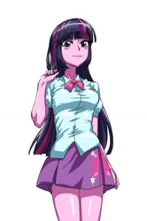 Size: 964x1452 | Tagged: safe, artist:invisibleone11, derpibooru import, twilight sparkle, equestria girls, clothes, female, simple background, skirt, solo, white background