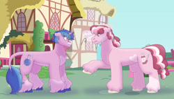 Size: 1280x732 | Tagged: safe, artist:itstechtock, derpibooru import, oc, oc:blueberry tonic, oc:cherry syrup, earth pony, pony, unicorn, crying, female, magical lesbian spawn, male, mare, offspring, parent:cheerilee, parent:nurse redheart, parent:tempest shadow, parent:twilight sparkle, parents:tempestlight, stallion