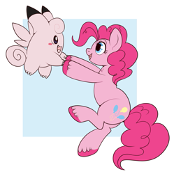 Size: 779x781 | Tagged: safe, artist:lulubell, derpibooru import, pinkie pie, clefairy, crossover, pokémon