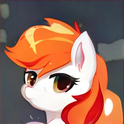 Size: 1024x1024 | Tagged: safe, artist:thisponydoesnotexist, derpibooru import, pony, bust, female, looking at you, mare, neural network, orange mane, solo, white coat