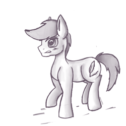 Size: 2048x2048 | Tagged: safe, artist:lewdielewd, derpibooru import, oc, oc:blue quill, earth pony, pony, male, monochrome, quill pen, solo, stallion