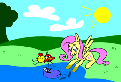 Size: 1280x875 | Tagged: safe, artist:msponies, derpibooru import, fluttershy, pegasus, pony, crossover, peep and the big wide world