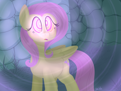 Size: 1600x1200 | Tagged: safe, alternate version, artist:2k.bugbytes, fluttershy, pegasus, pony, glowing eyes, hypnosis, kaa eyes, lineless, solo