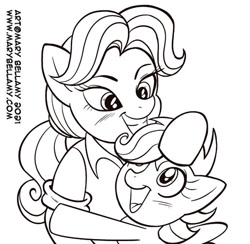 Size: 516x504 | Tagged: safe, artist:marybellamy, derpibooru import, mane allgood, scootaloo, pegasus, pony, female, hug, monochrome, mother and child, mother and daughter, parent and child, zorilita