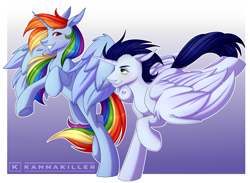 Size: 4000x2933 | Tagged: safe, artist:kannakiller, derpibooru import, rainbow dash, soarin', alicorn, alicornified, female, male, prancing, race swap, rainbowcorn, shipping, soaricorn, soarindash, straight