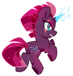 Size: 857x888 | Tagged: safe, artist:yokokinawa, derpibooru import, tempest shadow, pony, unicorn, broken horn, chibi, eye scar, heart eyes, horn, magic, rearing, scar, simple background, solo, white background, wingding eyes