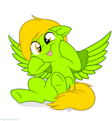 Size: 3815x4152 | Tagged: safe, artist:starshade, artist:zakry farkos, derpibooru import, oc, oc only, oc:lemon green, pegasus, base used, commission, cutie mark, female, green, lemon, mane, mare, simple background, tongue out, transparent background, ych result, your character here