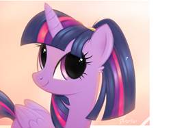 Size: 4390x3280 | Tagged: safe, artist:fladdrarblyg, derpibooru import, twilight sparkle, twilight sparkle (alicorn), alicorn, pony, alternate hairstyle, cute, ear fluff, ears, female, looking at you, looking up, mare, pigtails, ponytail, smiling, solo, twiabetes, twintails