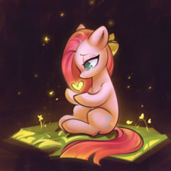 Size: 1814x1814 | Tagged: safe, artist:mirroredsea, derpibooru import, pinkie pie, earth pony, pony, book, female, floating heart, heart, lidded eyes, pinkamena diane pie, sitting, solo