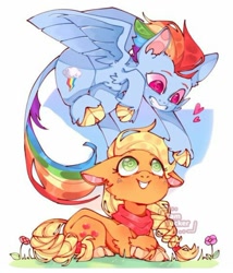 Size: 540x631 | Tagged: source needed, safe, artist:tamtucker, derpibooru import, applejack, rainbow dash, earth pony, pegasus, pony, appledash, female, lesbian, shipping