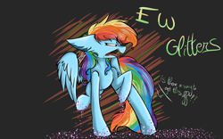 Size: 8000x5000 | Tagged: safe, artist:cowokie_pone, artist:feathershine1, rainbow dash, pegasus, pony, the end in friend, disgusted, eww, female, glitter, mare, solo