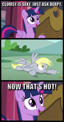 Size: 1057x2008 | Tagged: safe, derpibooru import, edit, edited screencap, screencap, derpy hooves, twilight sparkle, twilight sparkle (alicorn), alicorn, pegasus, pony, caption, image macro, text