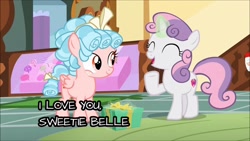 Size: 1280x720 | Tagged: safe, derpibooru import, edit, edited screencap, screencap, cozy glow, sweetie belle, pegasus, pony, marks for effort, cozybelle, female, lesbian, shipping