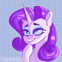 Size: 1080x1080 | Tagged: safe, artist:yumkandie, derpibooru import, part of a set, rarity, pony, unicorn, bust, colored pupils, eyebrows, hoof on chin, solo