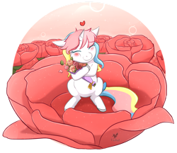 Size: 1024x886 | Tagged: safe, artist:foxhatart, derpibooru import, oc, oc:melody, pony, unicorn, bow, female, flower, mare, solo, tail bow